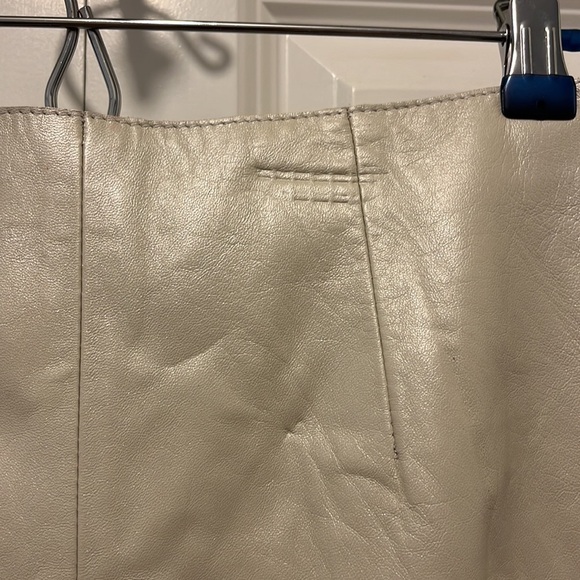 Blue Deep White Genuine Leather Pencil Skirt with Front Slit, NWT - Picture 5 of 16